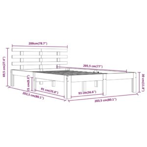 vidaXL Sängram svart massivt trä 200x200 cm - Bild 8