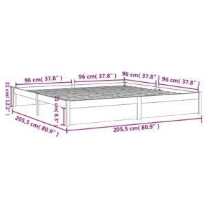 vidaXL Sängram vit massivt trä 200x200 cm - Bild 10