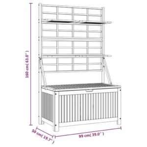 vidaXL Förvaringslåda med spaljé 99x50x160 cm massivt akaciaträ - Bild 10