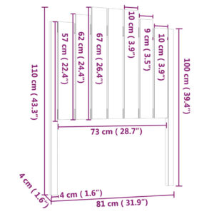 vidaXL Sänggavel svart 81x4x110 cm massiv furu - Bild 6