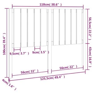 vidaXL Sänggavel vit 125,5x4x100 cm massiv furu - Bild 6