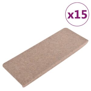 vidaXL Trappstegsmattor självhäftande 15 st 65x24,5x3,5 cm beige - Bild 2