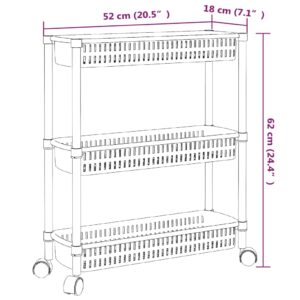 vidaXL Förvaringsvagn 3 hyllor silver och vit aluminium - Bild 6