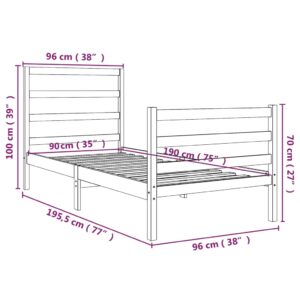 vidaXL Sängram massiv furu 90x190 cm - Bild 6