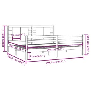 vidaXL Sängram svart massiv furu 200x200 cm - Bild 6