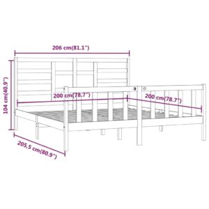 vidaXL Sängram vit massiv furu 200x200 cm - Bild 8