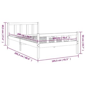 vidaXL Sängram svart massivt trä 100x200 cm - Bild 9