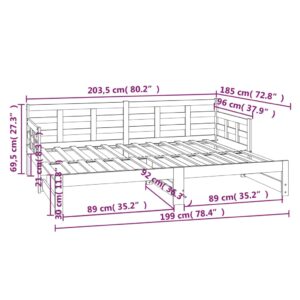 vidaXL Bäddsoffa svart massiv furu 2x(90x200) cm - Bild 10