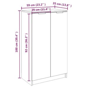 vidaXL Skoskåp betonggrå 59x35x100 cm konstruerat trä - Bild 9