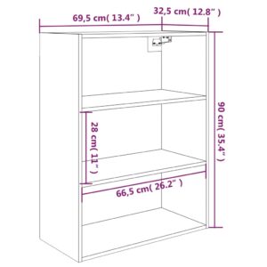 vidaXL Väggskåp vit 69,5x32,5x90 cm - Bild 8