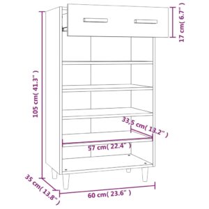 vidaXL Skoskåp betonggrå 60x35x105 cm konstruerat trä - Bild 9