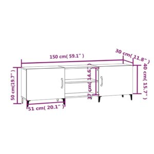 vidaXL Tv-bänk rökfärgad ek 150x30x50 cm konstruerat trä - Bild 8