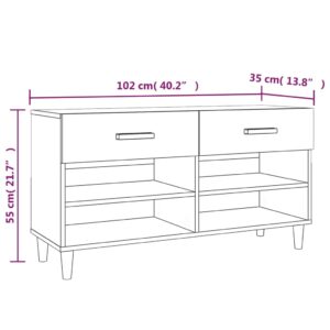 vidaXL Skoställ rökfärgad ek 102x35x55 cm konstruerat trä - Bild 9