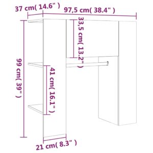 vidaXL Hallskåp rökfärgad ek 97,5x37x99 cm konstruerat trä - Bild 10