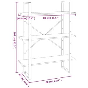 vidaXL Bokhylla 5 hyllor grå sonoma 80x30x175 cm konstruerat trä - Bild 10