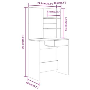 vidaXL Sminkbord set rökfärgad ek 74,5x40x141 cm - Bild 9