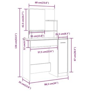 vidaXL Sminkbord set betonggrå 86,5x35x136 cm - Bild 9