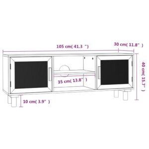 vidaXL Tv-bänk svart 105x30x40 cm massiv furu & naturlig rotting - Bild 8