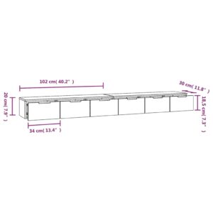 vidaXL Väggskåp 2 st vit 102x30x20 cm konstruerat trä - Bild 7