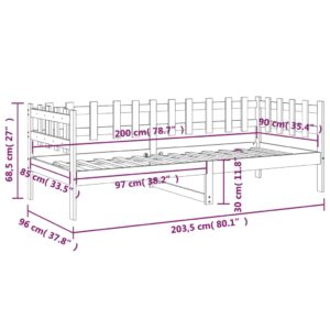 vidaXL Dagbädd svart 90x200 cm massiv furu - Bild 11