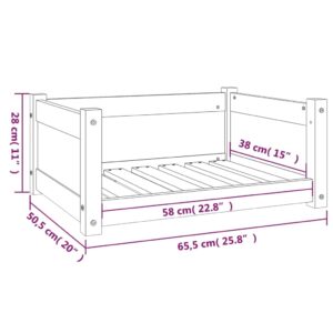 vidaXL Hundbädd vit 65,5x50,5x28 massiv furu - Bild 8