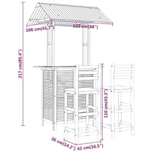 vidaXL Bargrupp för trädgården 3 delar massivt akaciaträ - Bild 9