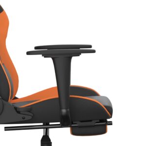 vidaXL Gamingstol med massage och fotstöd svart och orange konstläder - Bild 11