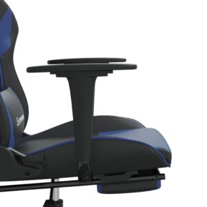 vidaXL Gamingstol med massage och fotstöd svart och blå konstläder - Bild 11