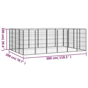 vidaXL Hundbur 20-paneler svart 50x100 cm pulverlackerat stål - Bild 7