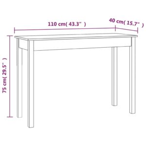 vidaXL Konsolbord vit 110x40x75 cm massiv furu - Bild 8