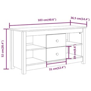 vidaXL Tv-bänk vit 103x36,5x52 cm massiv furu - Bild 10