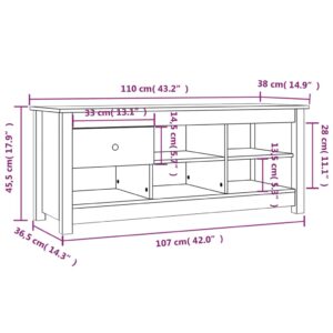 vidaXL Skoskåp svart 110x38x45,5 cm massiv furu - Bild 10