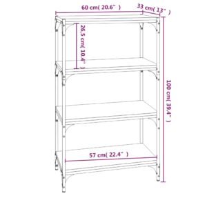 vidaXL Bokhylla rökfärgad ek 60x33x100 cm konstruerat trä och stål - Bild 9