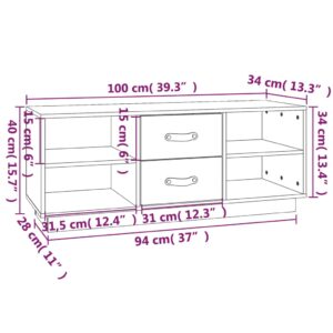 vidaXL Tv-bänk svart 100 x 34 x 40 cm massiv furu - Bild 10