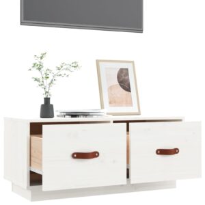 vidaXL Tv-bänk vit 80x34x35 cm massiv furu - Bild 5