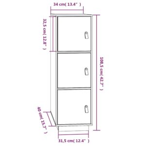 vidaXL Vitrinskåp vit 34x40x108,5 cm massiv furu - Bild 9