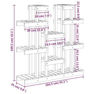 vidaXL Växtställ Svart 104,5x25x109,5 cm massiv furu - Bild 8