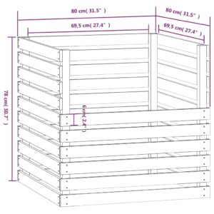 vidaXL Kompostlåda svart 80x80x78 cm massiv furu - Bild 8