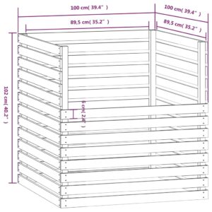 vidaXL Kompostlåda vit 100x100x102 cm massiv furu - Bild 8