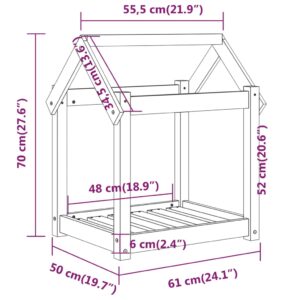 vidaXL Hundbädd svart 61x50x70 cm massiv furu - Bild 8