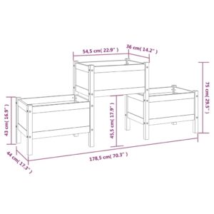 vidaXL Odlingslåda Vit 178,5x44x75 cm massiv furu - Bild 8