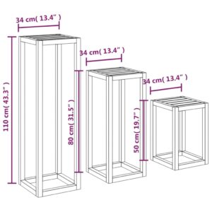 vidaXL Växtställ 3 delar Vit massiv furu - Bild 12