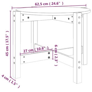 vidaXL Soffbord grå Ø 62,5x45 cm massivt furu - Bild 8