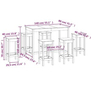 vidaXL Barmöbler 7 delar massiv furu - Bild 8