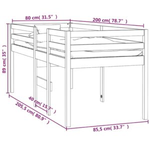 vidaXL Hög säng 80x200 cm massiv furu - Bild 8