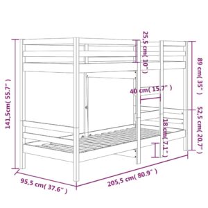 vidaXL Våningssäng vit 90x200 cm massiv furu - Bild 8