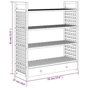 vidaXL Skohylla med låda 70x27x81 cm massivt valnötsträ - Bild 9