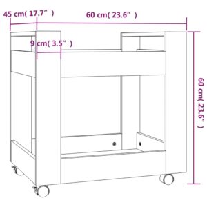 vidaXL Skrivbordsvagn betonggrå 60x45x60 cm konstruerat trä - Bild 8