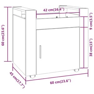 vidaXL Skrivbordsvagn högglans vit 60x45x60 cm konstruerat trä - Bild 11