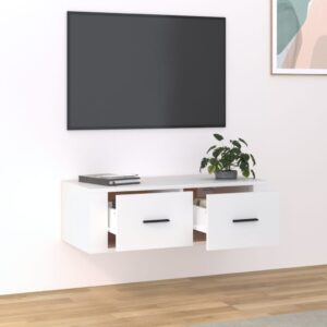 vidaXL Väggmonterad tv-bänk vit 80x36x25 cm konstruerat trä - Bild 3